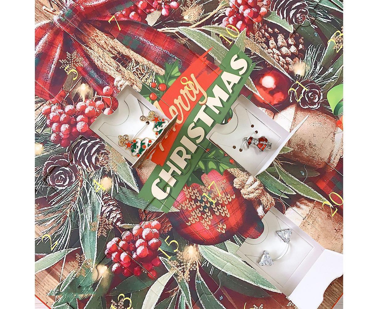 Christmas Necklace Stud Earrings Countdown Calendar