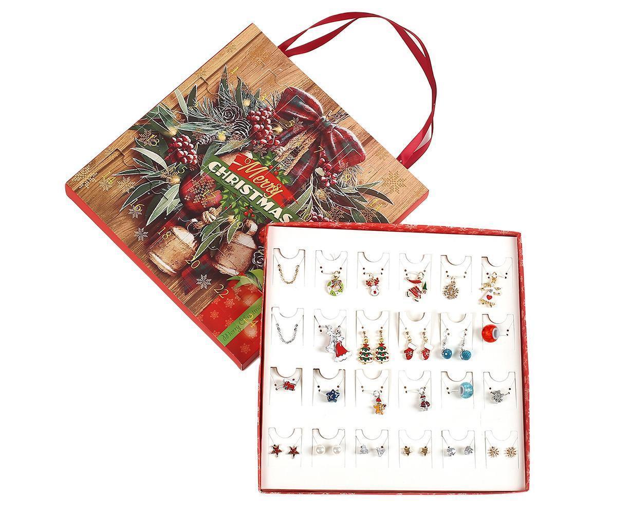 Christmas Necklace Stud Earrings Countdown Calendar