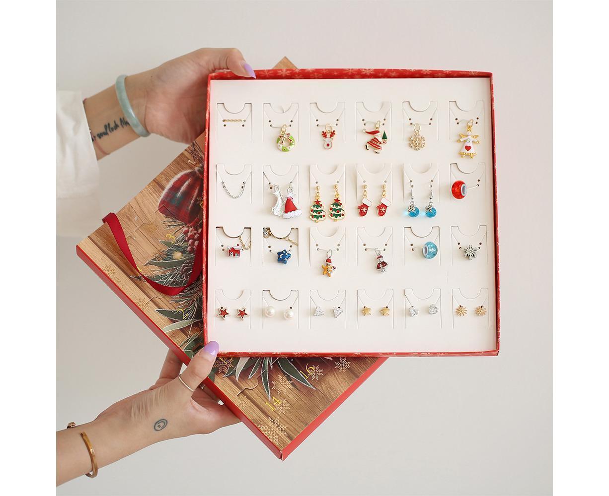 Christmas Necklace Stud Earrings Countdown Calendar