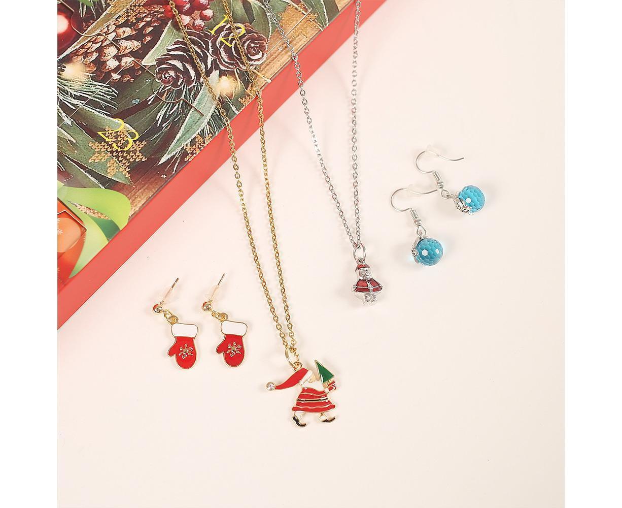 Christmas Necklace Stud Earrings Countdown Calendar