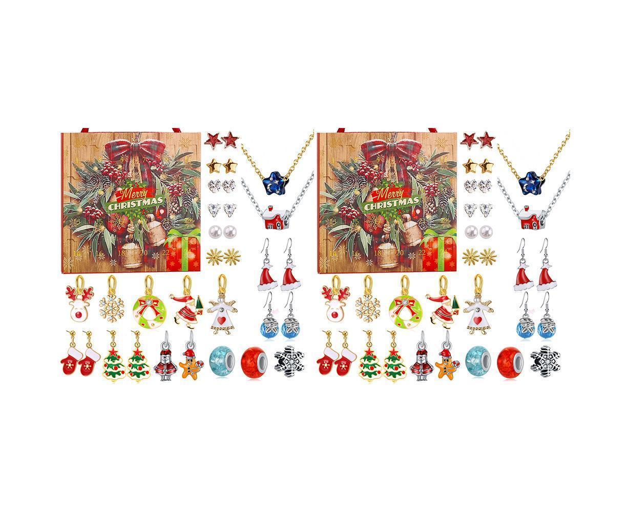 Christmas Necklace Stud Earrings Countdown Calendar