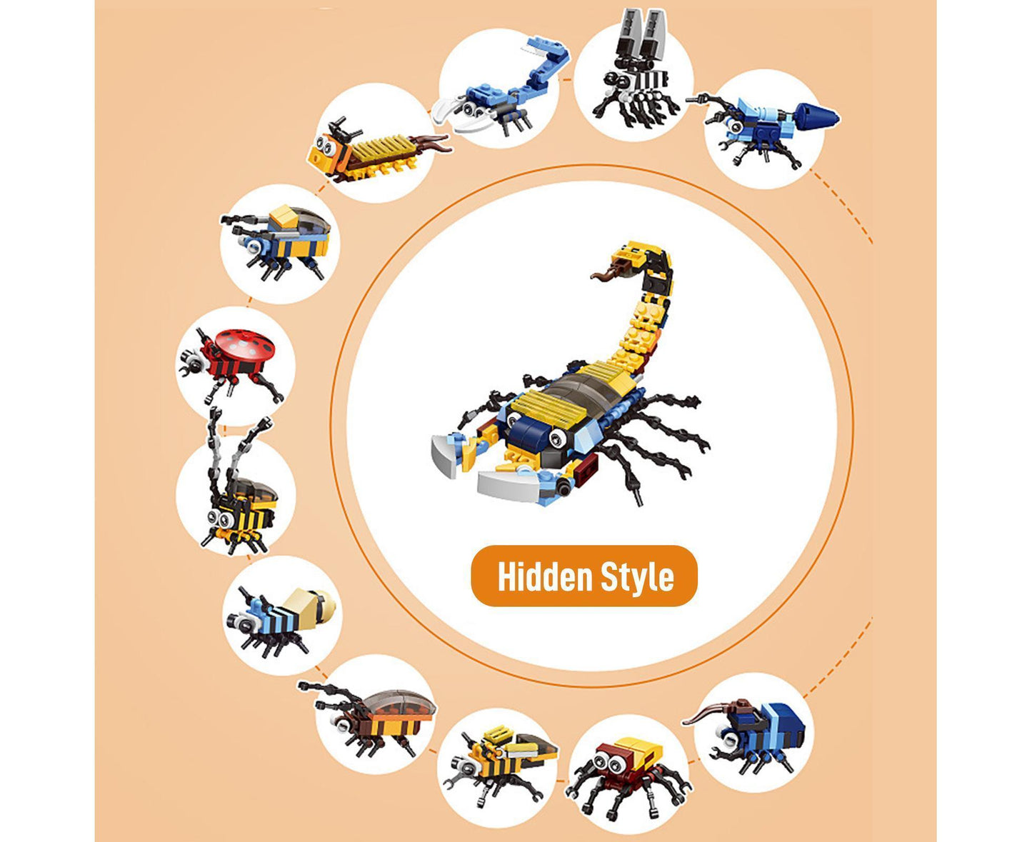 Christmas 24-piece Countdown Surprise Blind Box Insect Combination Boy and Girl's Assembly Small Particle Building Block Toys
