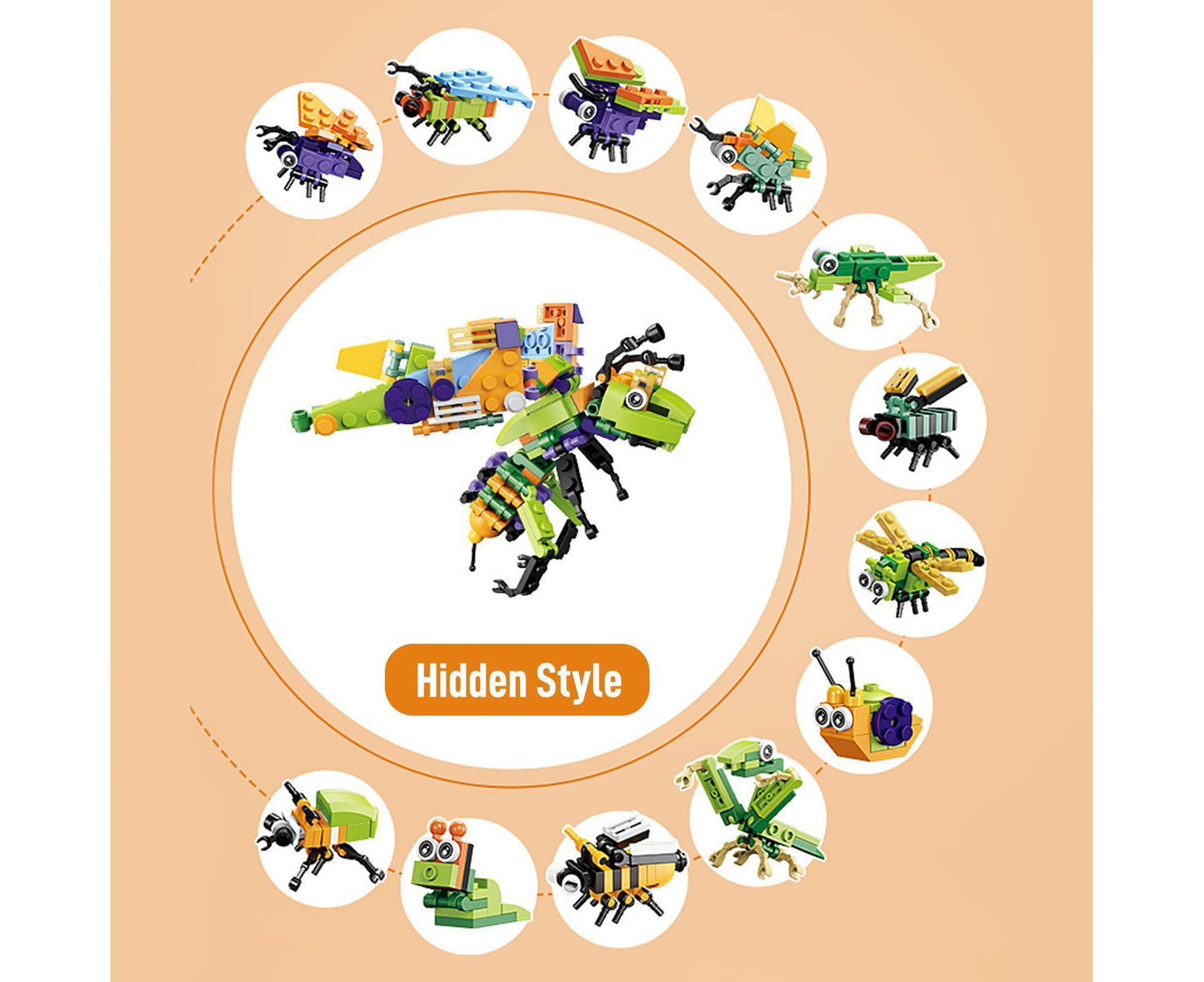 Christmas 24-piece Countdown Surprise Blind Box Insect Combination Boy and Girl's Assembly Small Particle Building Block Toys