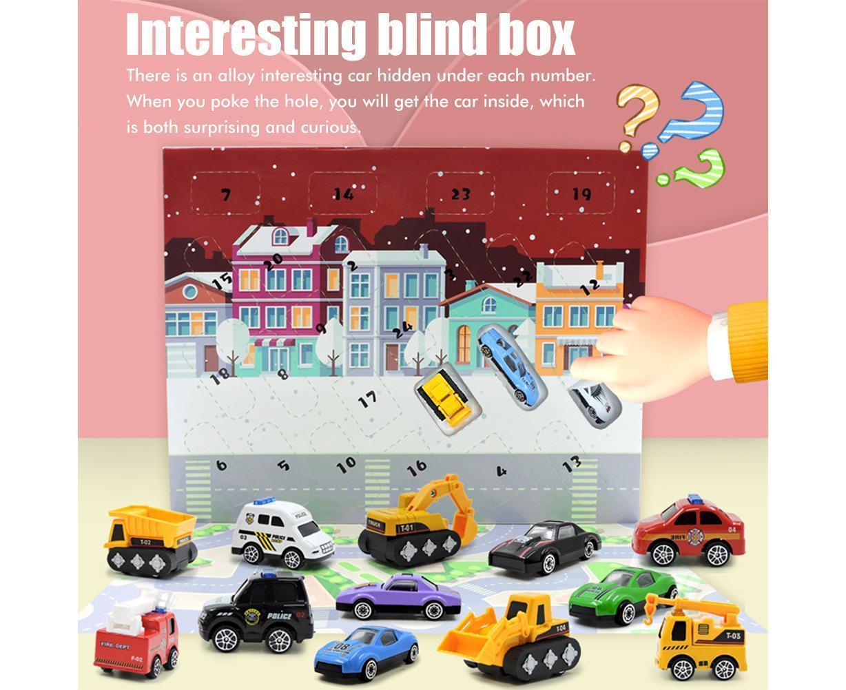 Christmas Advent Calendar 24 Days Countdown Calendar Toys Pull Back Cars Vehicles for Boy and Girls Party Favors Christmas Gift