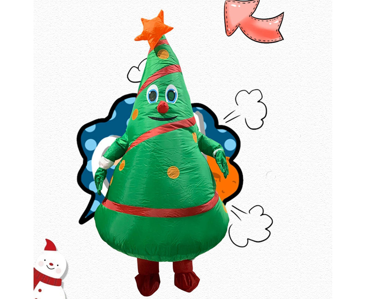 Christmas Cartoon Doll Costumes Air Model Inflatable Christmas Tree Clothes Funny Dress Up Props