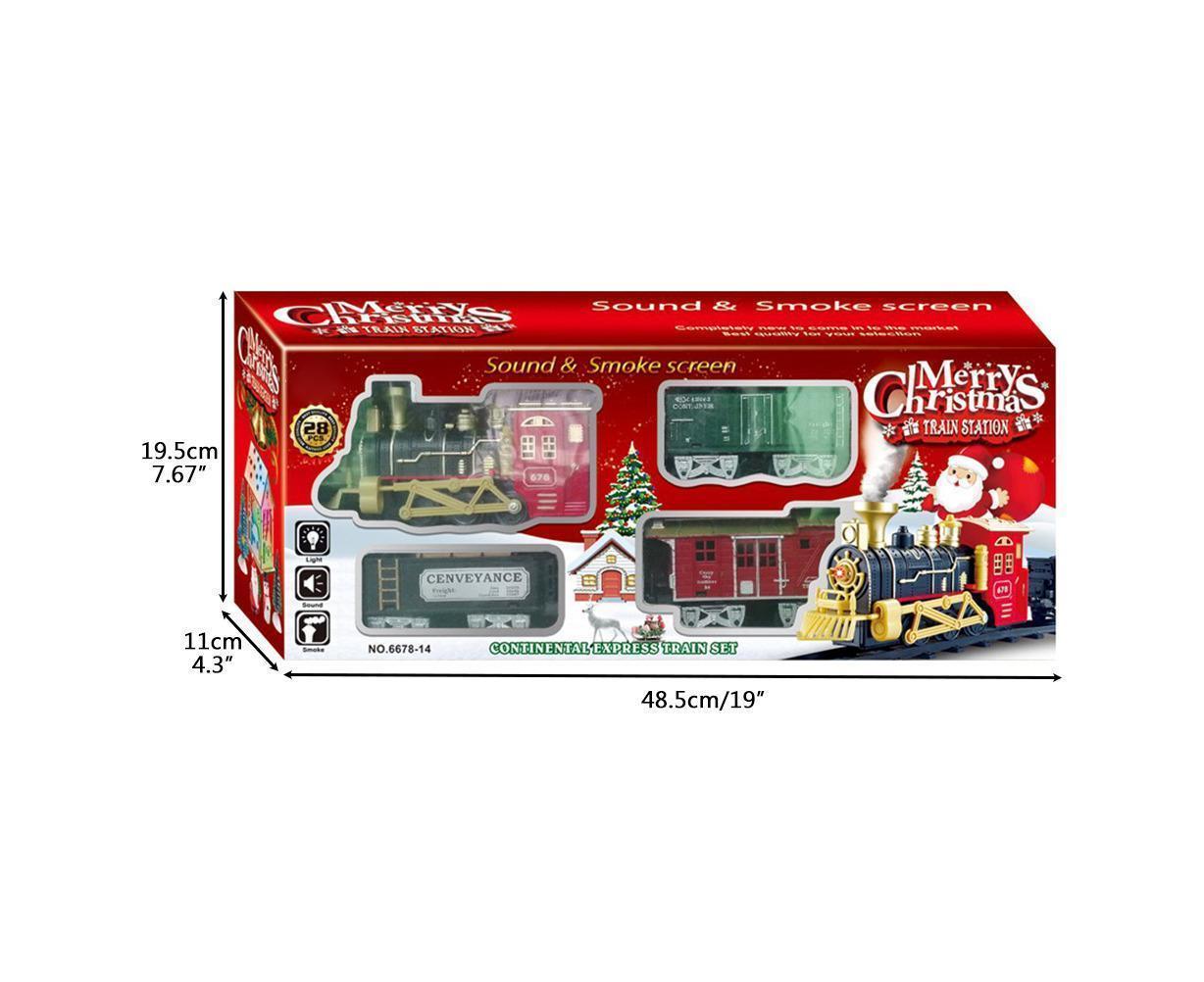 Christmas Train Set Electric Steam Locomotive Train with Lights Music Battery Operated Tracks Playset Christmas Gift for Boy and Girls