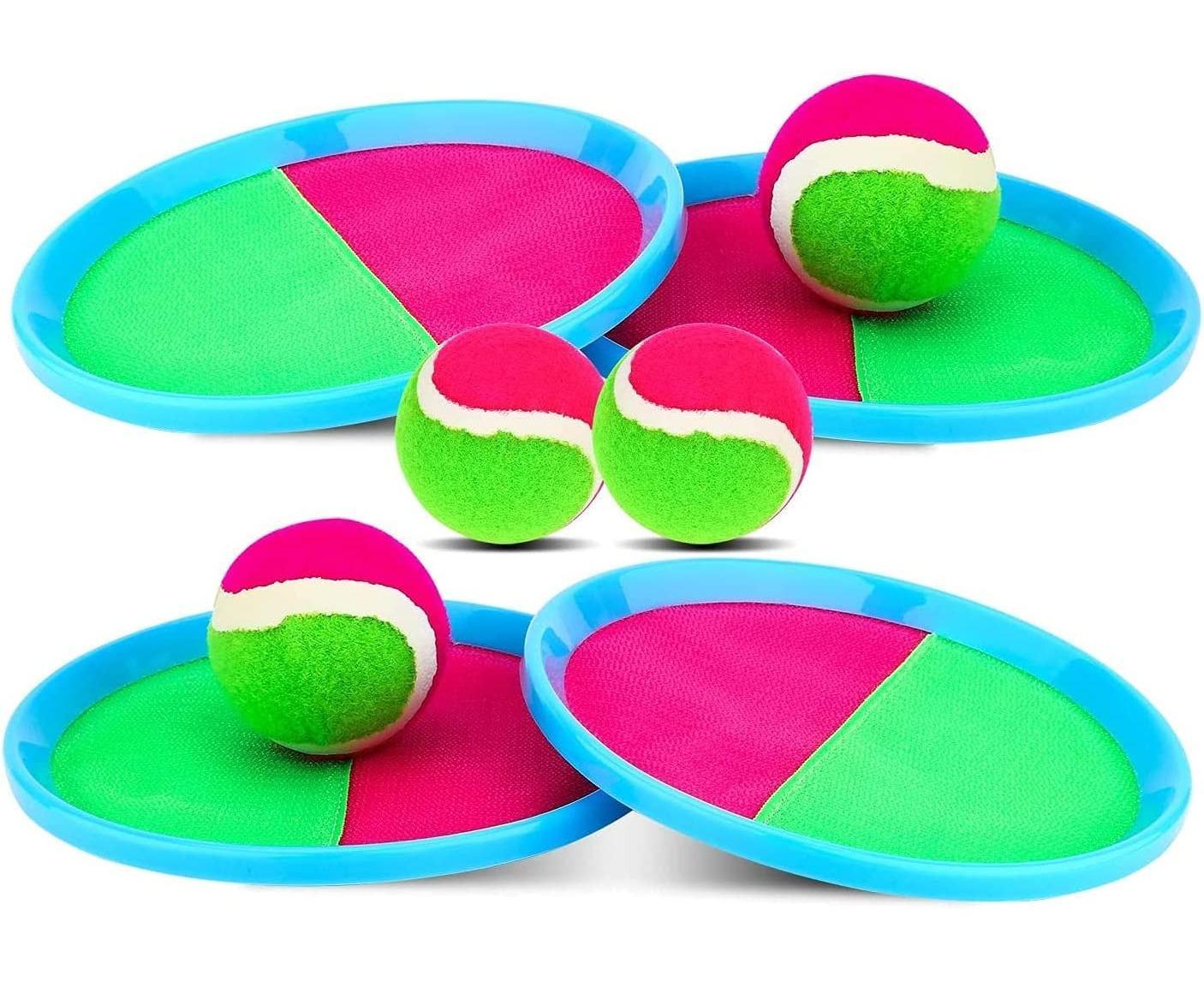 Toys Toss and Catch Game Set, Ball Sports Games with Paddles Balls and Storage Bag, Cotton ball toys