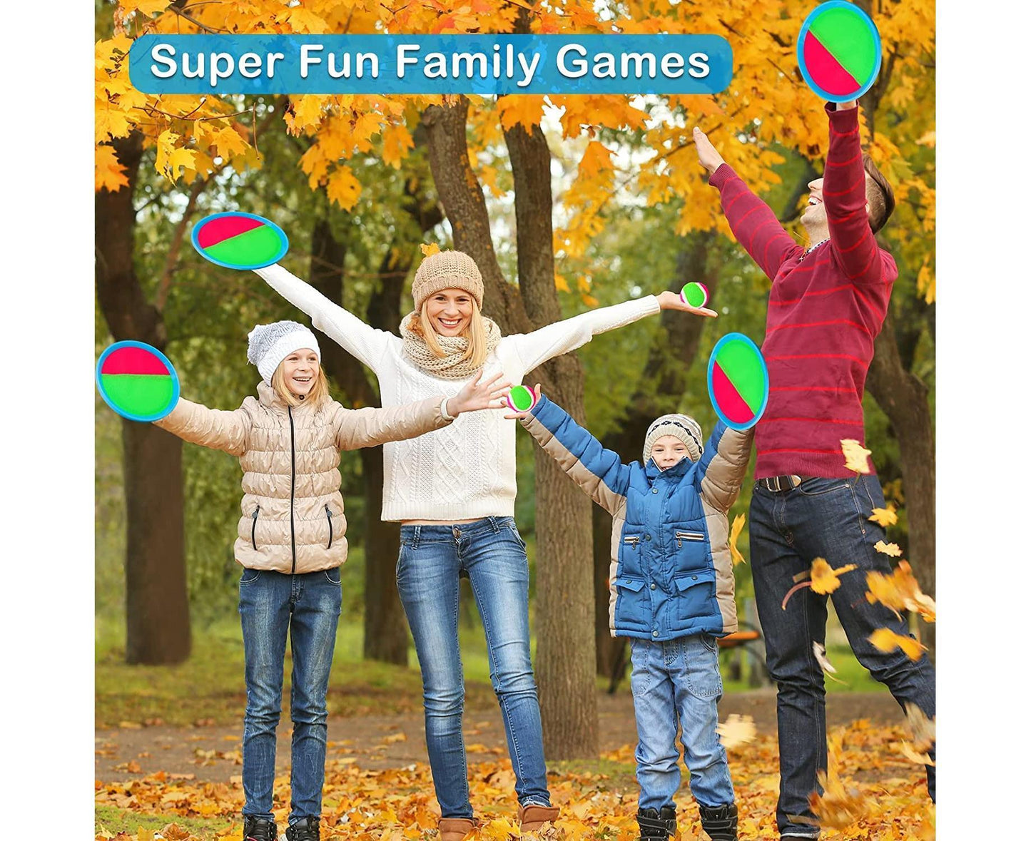 Toys Toss and Catch Game Set, Ball Sports Games with Paddles Balls and Storage Bag, Cotton ball toys