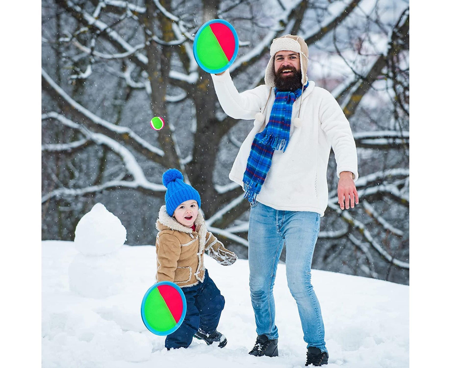 Toys Toss and Catch Game Set, Ball Sports Games with Paddles Balls and Storage Bag, Cotton ball toys