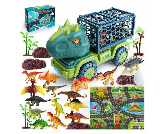 Dinosaur Truck Toys Set Car Toy with 15 Dino Figures Play Set Teenager Gift
