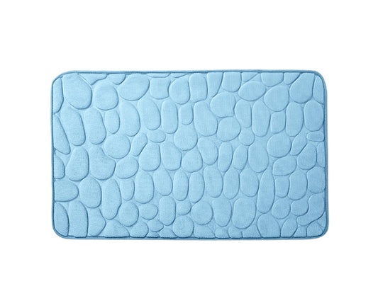 Floor Rugs Easy Clean Water Absorbent Solid Color Anti-slip Entrance Door Bath Mat for Home-Light Blue 50*80cm