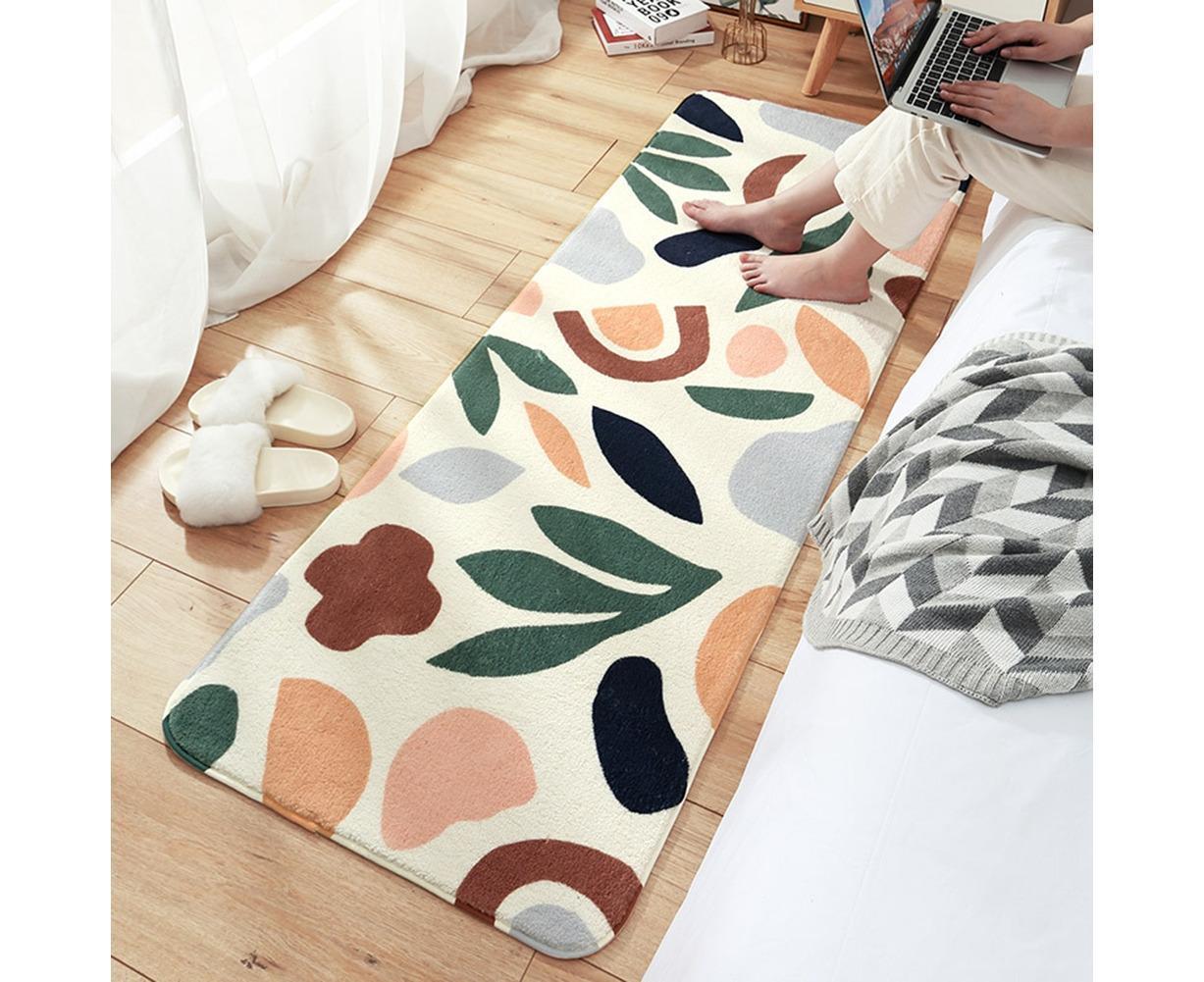 Floral Print Anti Slip Carpet Floor Mat Rug Cushion Bedroom Living Room Decor-60*160cm