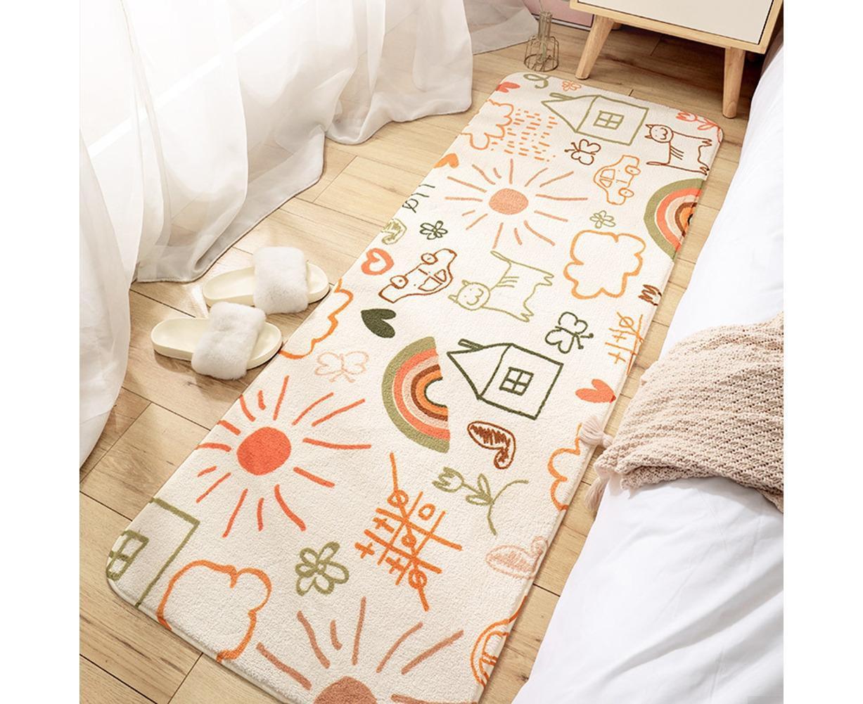 Floral Print Anti Slip Carpet Floor Mat Rug Cushion Bedroom Living Room Decor-60*160cm