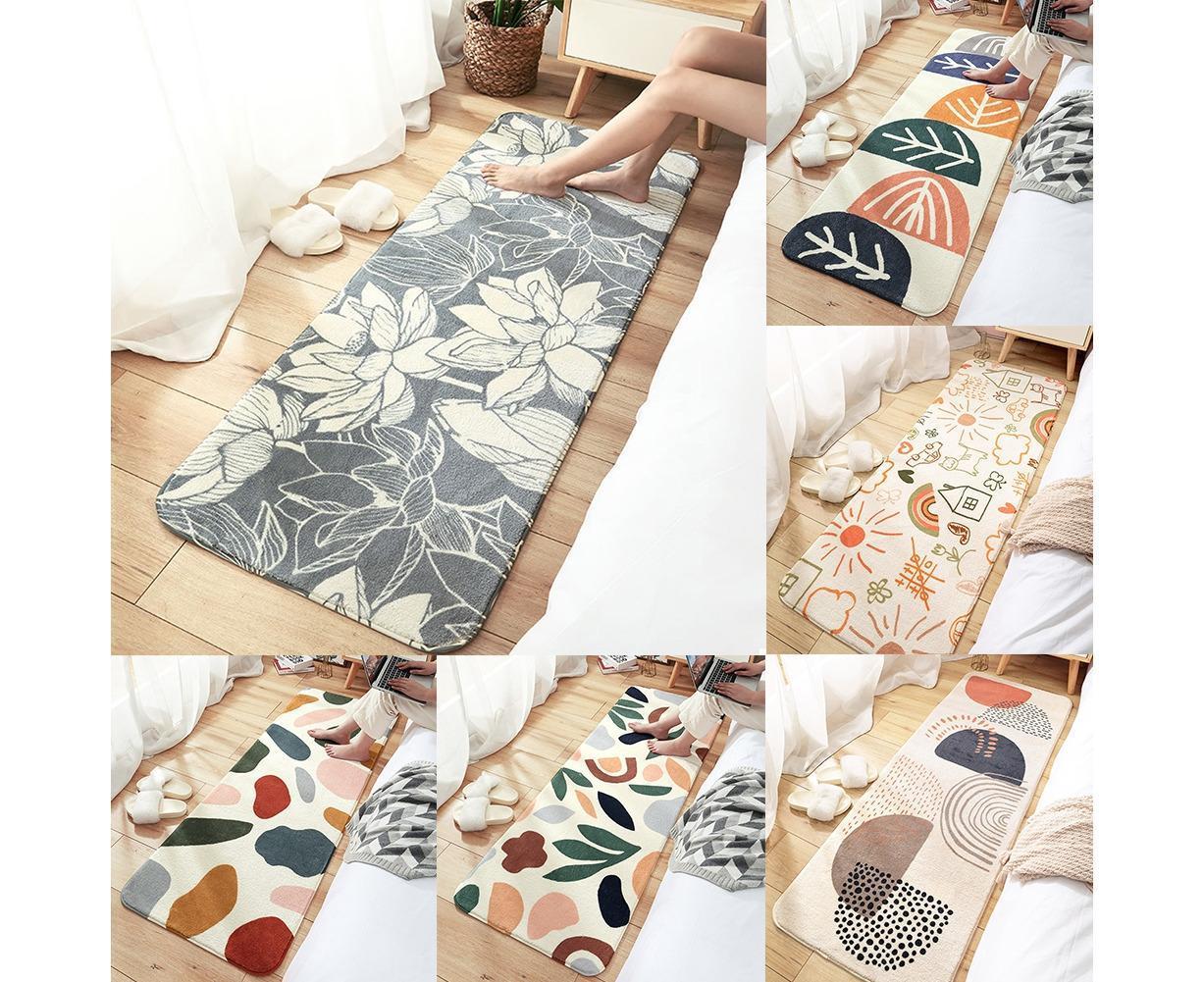 Floral Print Anti Slip Carpet Floor Mat Rug Cushion Bedroom Living Room Decor-60*160cm