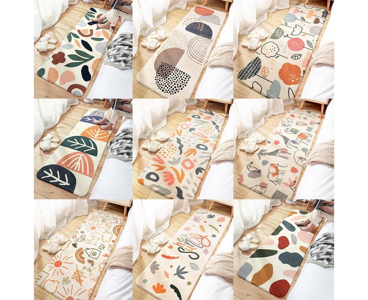 Floral Print Anti Slip Carpet Floor Mat Rug Cushion Bedroom Living Room Decor-60*160cm