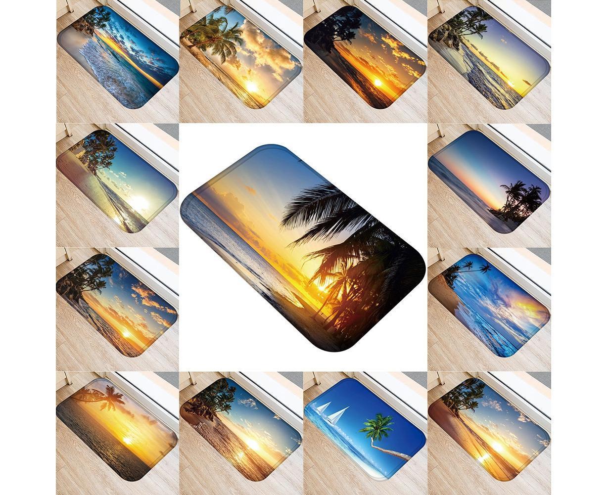 Fresh Beach Sky Kitchen Hallway Door Mat Entrance Rug Non-slip Bathroom Carpet