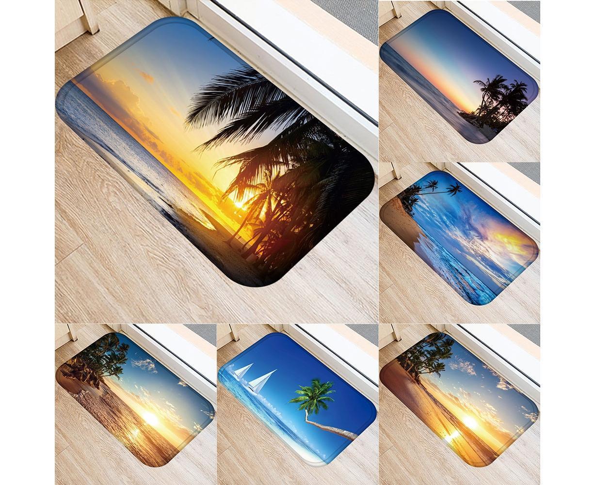 Fresh Beach Sky Kitchen Hallway Door Mat Entrance Rug Non-slip Bathroom Carpet