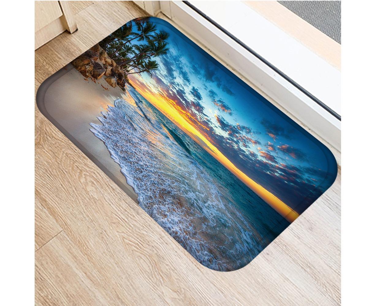 Fresh Beach Sky Kitchen Hallway Door Mat Entrance Rug Non-slip Bathroom Carpet