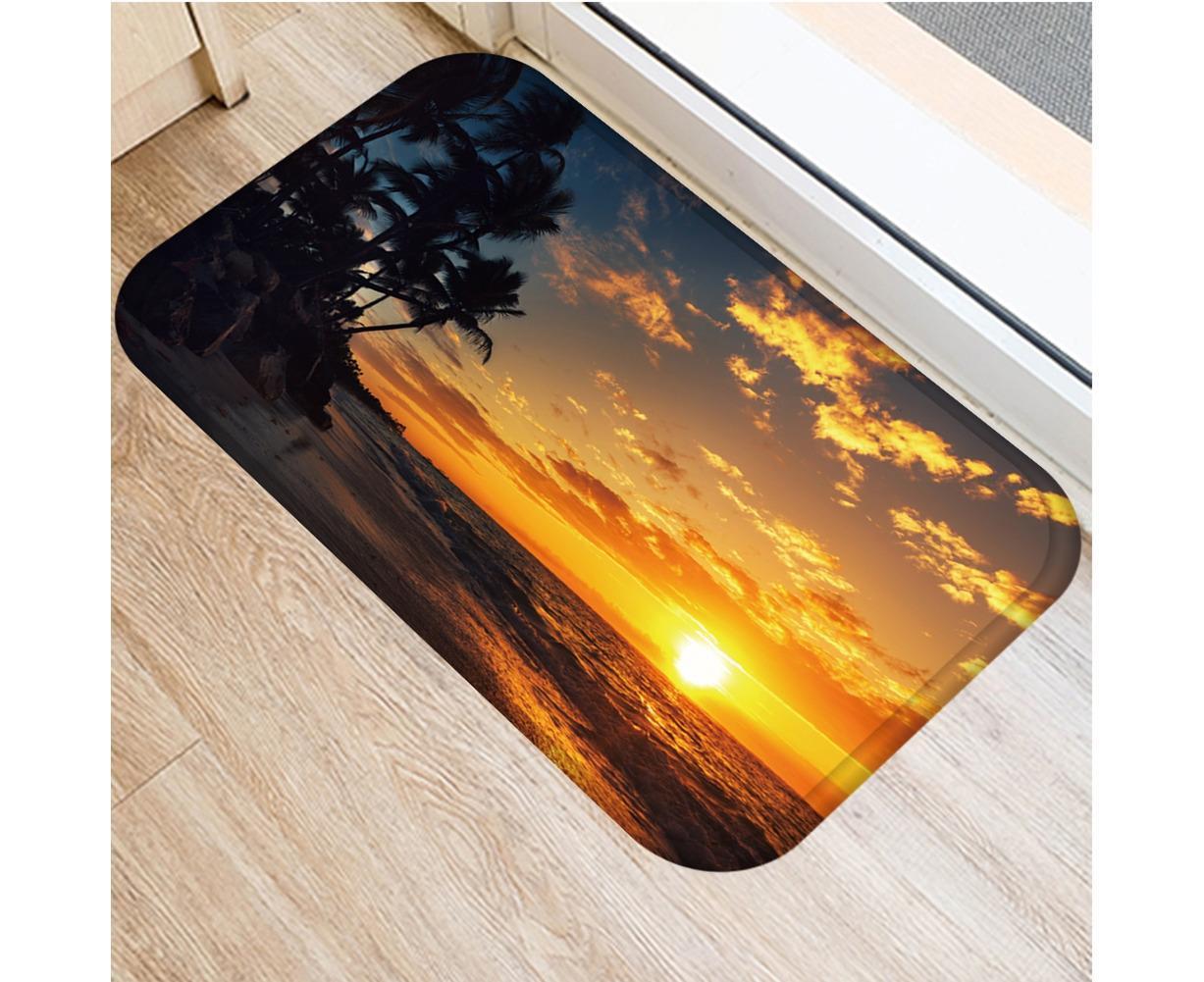 Fresh Beach Sky Kitchen Hallway Door Mat Entrance Rug Non-slip Bathroom Carpet