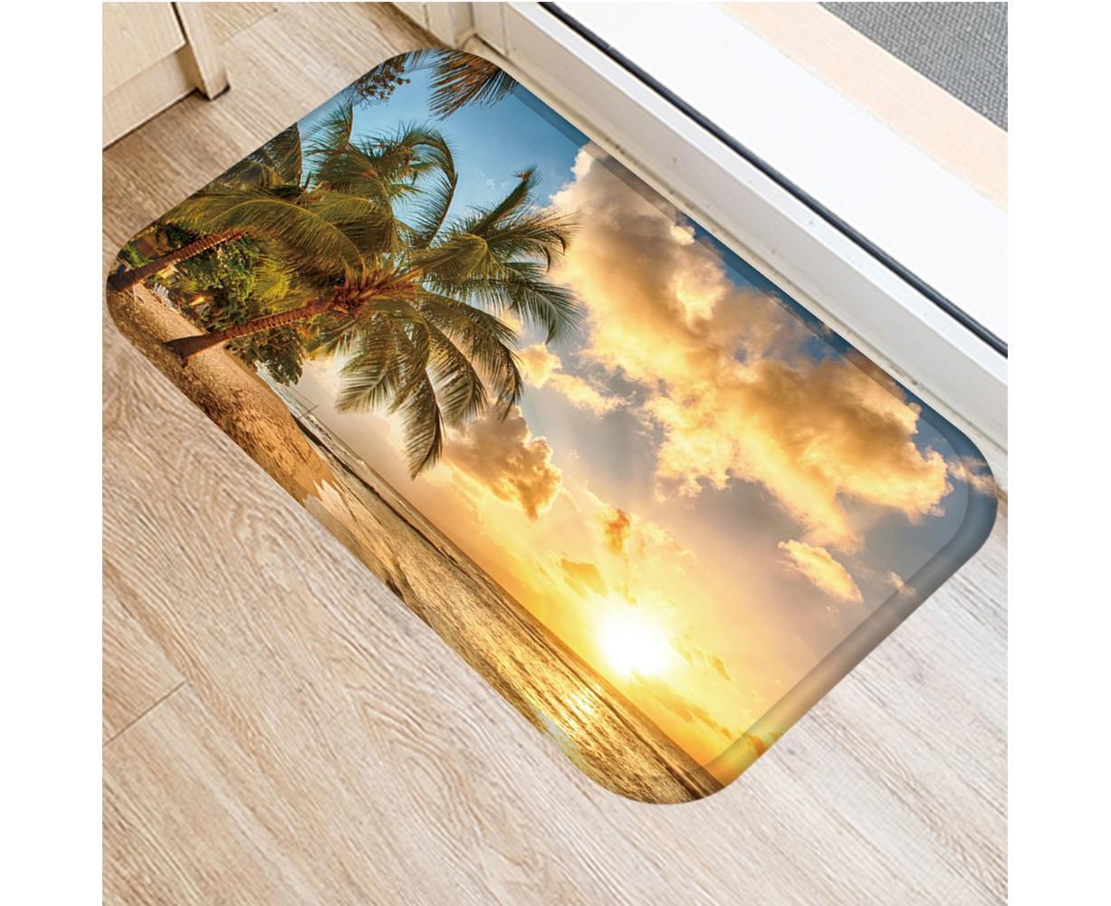 Fresh Beach Sky Kitchen Hallway Door Mat Entrance Rug Non-slip Bathroom Carpet