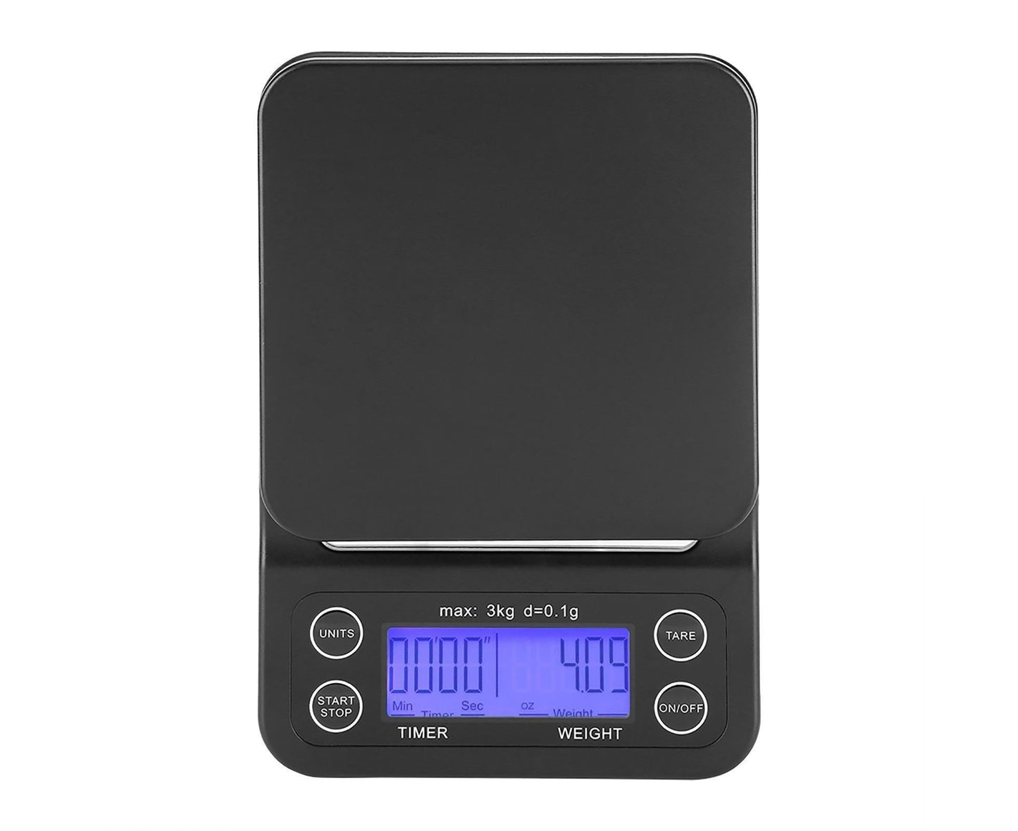 3KG/0.1g Digital Kitchen Food Scale Drip Coffee Weighing with Timer (Bluish Violet Backlight)