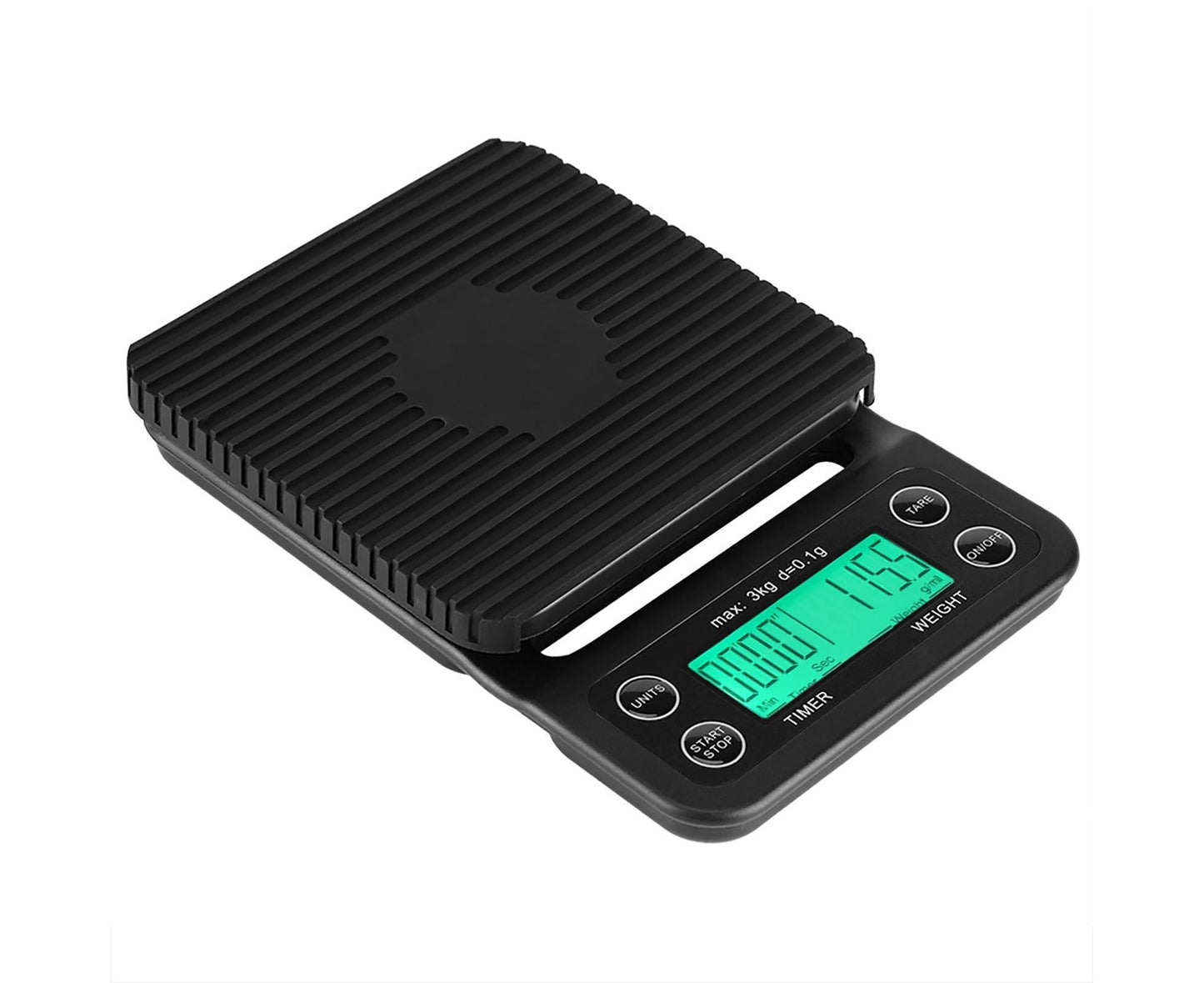3KG/0.1g Electronic Digital Kitchen Food Scale Drip Coffee Weighing with Timer(Green Backlight)