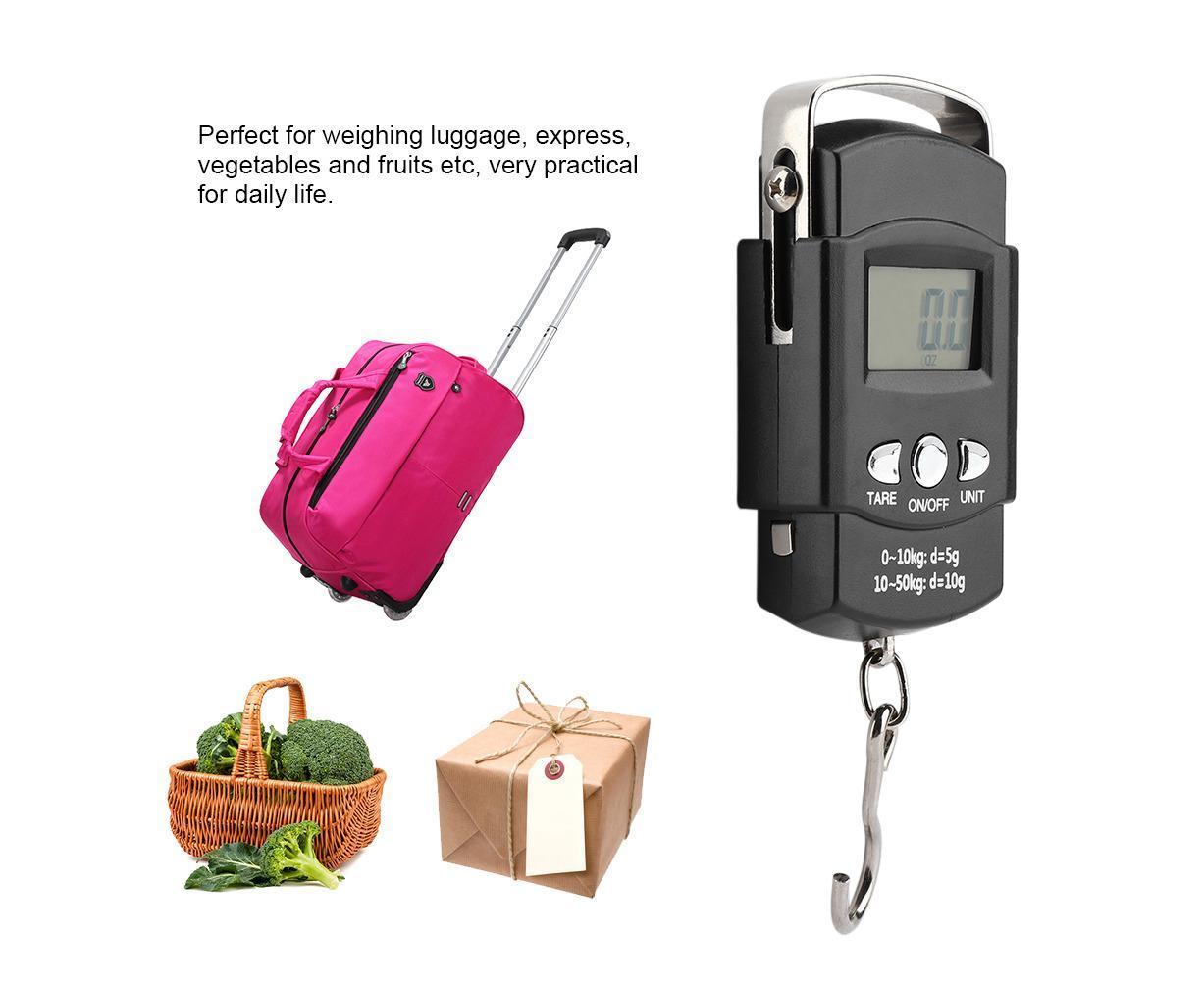 50KG/10G Portable Electronic LCD Digital Weight Scale with Tape Measure Hook