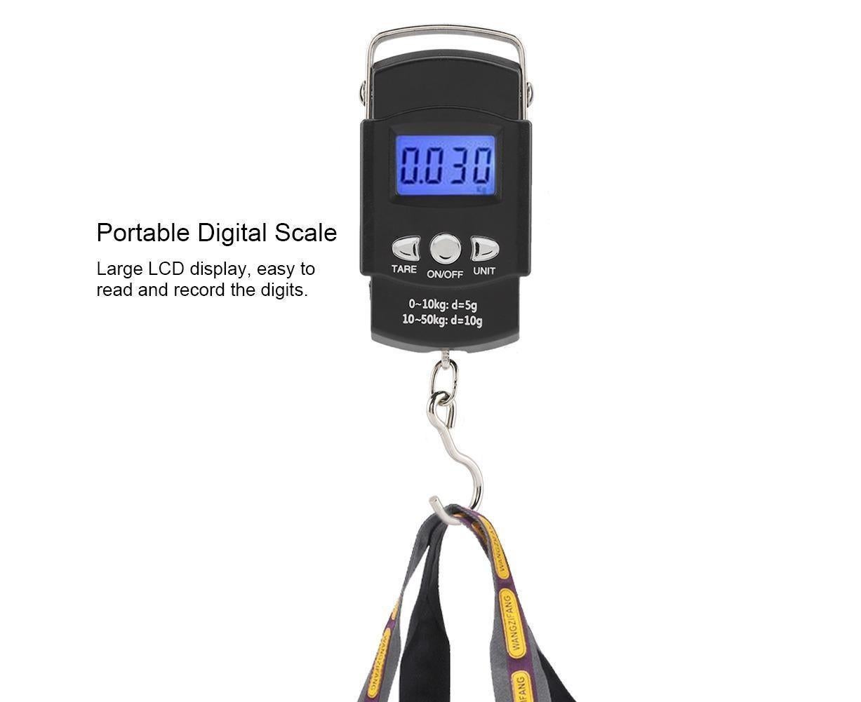 50KG/10G Portable Electronic LCD Digital Weight Scale with Tape Measure Hook