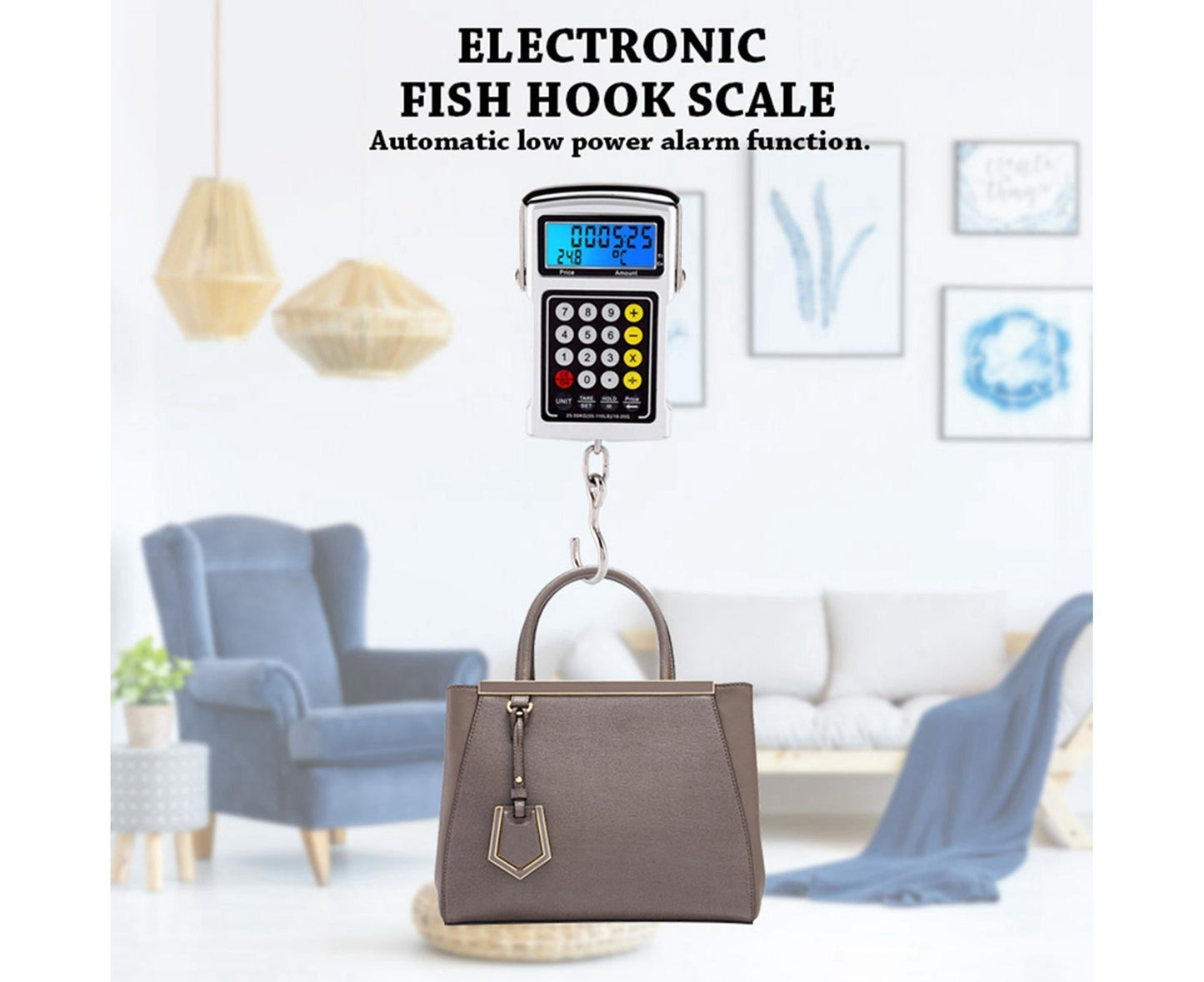 Electronic Fish Hook Scale 50Kg Luggage Weighing 7 in 1 Digital Hanging Scales
