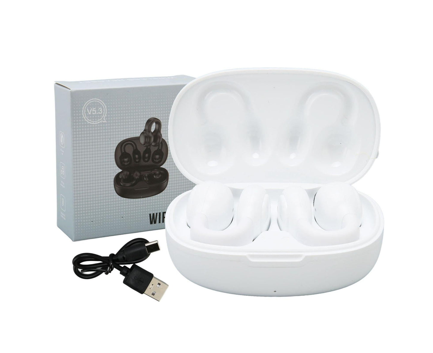 Wireless Earbuds Noise Reduction Bluetooth 5.3 Wireless Sports Earphones with Earhooks for Sports Work White