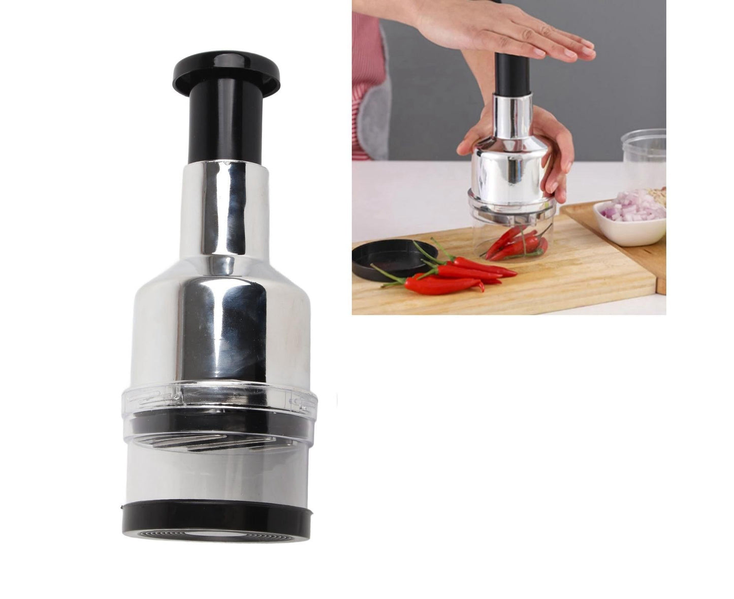 Onion Press Chopper Hand Vegetable Chopper Stainless Steel Manual Food Chopper for Kitchen