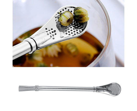 Straw Spoon Stainless Steel Multifunctional Drinking Ladle Filtered Spoon for Different Types of Tea for Daily Home Life