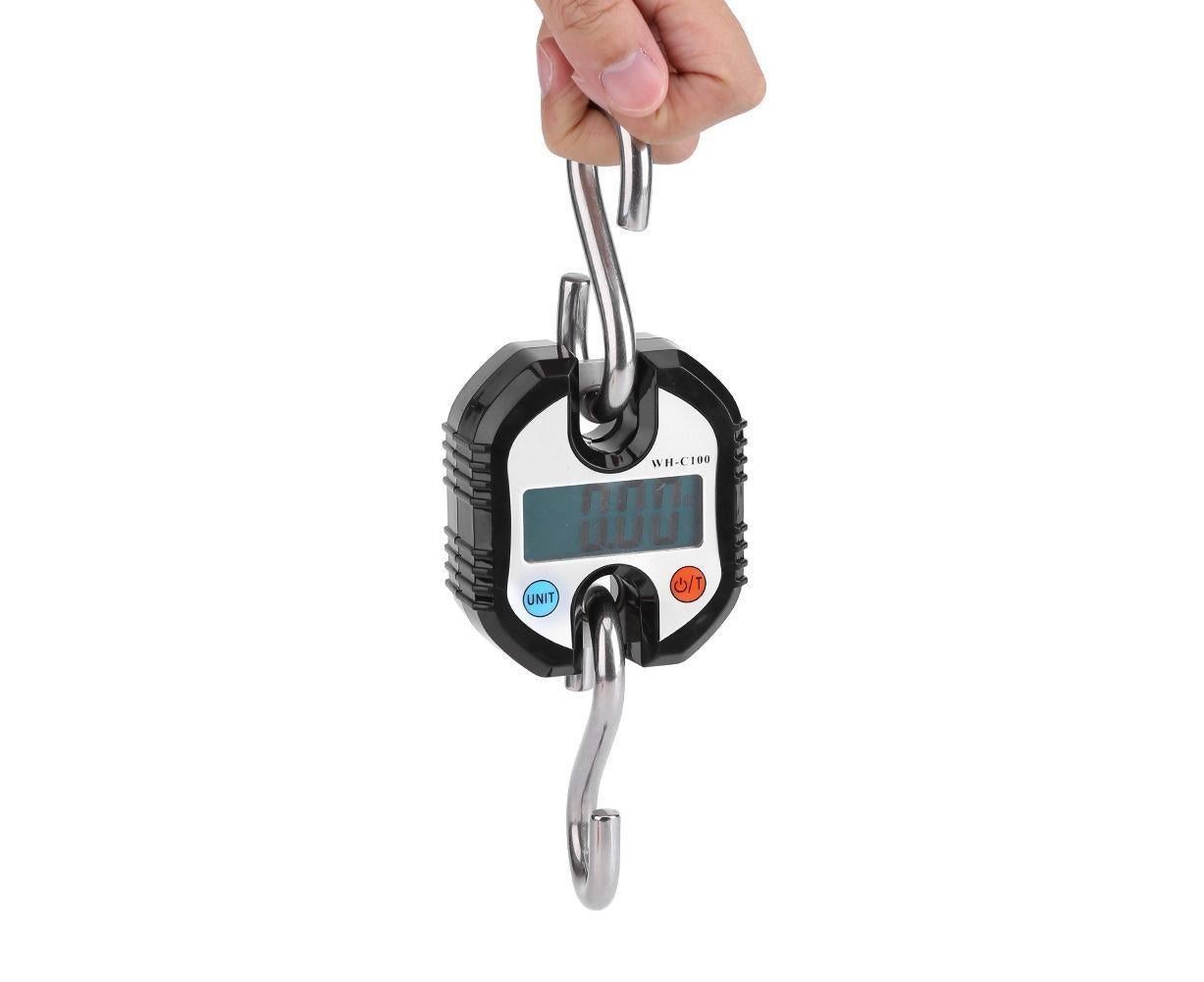 WeiHeng Portable Crane LCD Digital Electronic Hook Hanging Scales Loop Weighing Balance Black