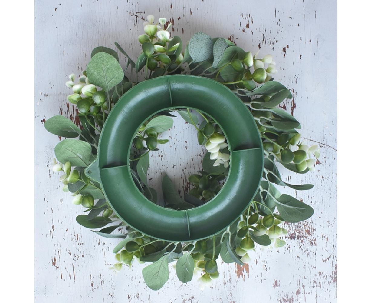 Artificial Eucalyptus Wreath for Front Door, Spring Summer Green Leaf Wreath for Farmhouse Wall Wedding Decor - Green - 33CM