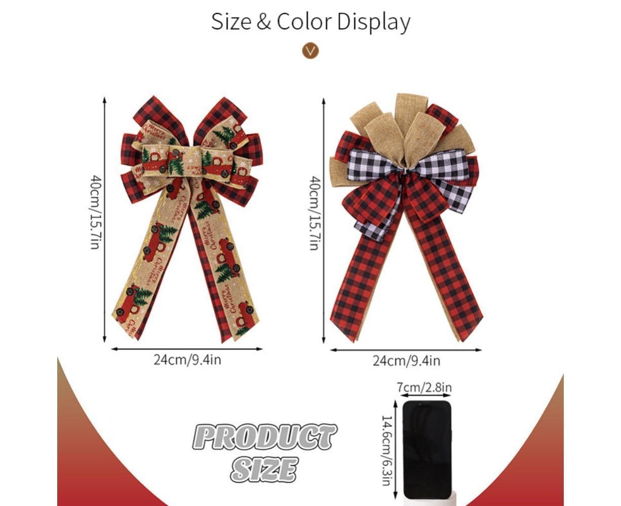 Fall Bow Wreath Thanksgiving Wreath Burlap Bow Fall Orange Pumpkin Wreath Bow Decor Buffalo Plaid Bow Tree Topper for Indoor Outdoor 1PCS