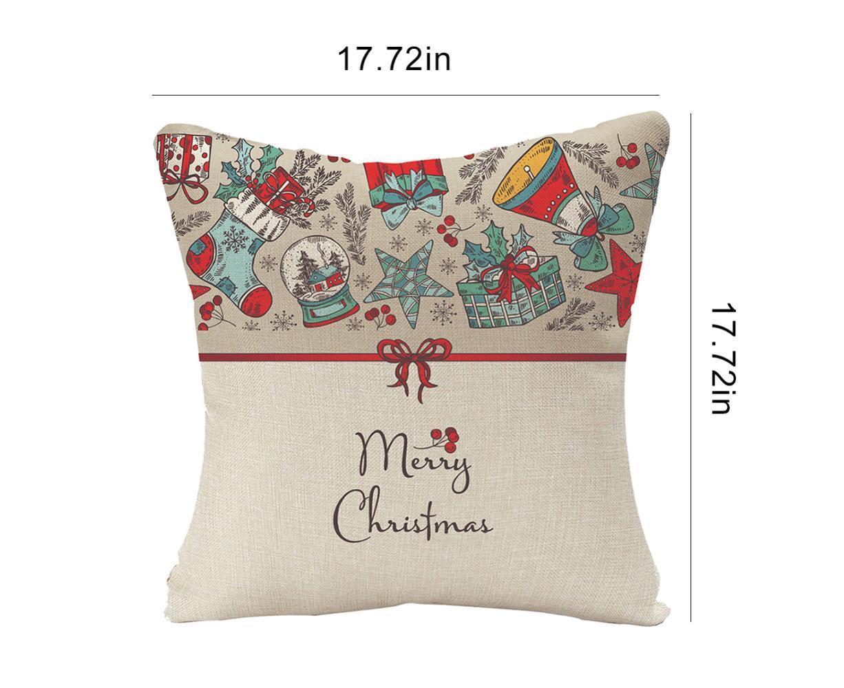 Merry Christmas Throw Pillow Covers 18x18 Inch, Xmas Trees Decorative Cushion Cases for Home Decoration - White