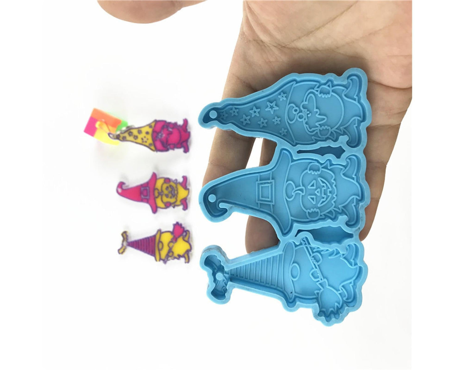 1 Set Keychain Mold Non Sticky Reusable DIY Silicone Easter Gnome Pendant Handicrafts Making Mold for Gift - Blue