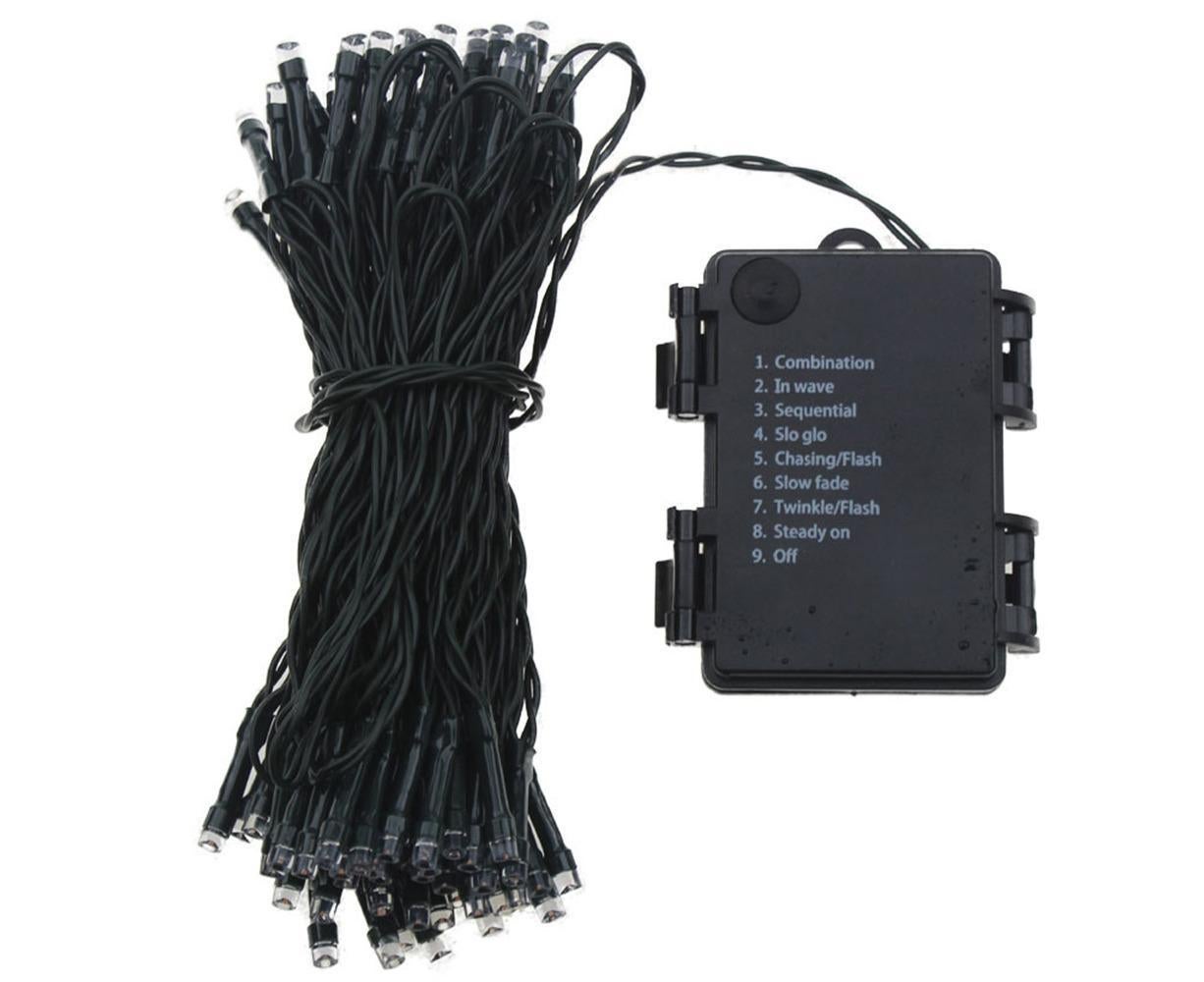 10M100LED Battery Operated Christmas String Lights with 8 Modes - White