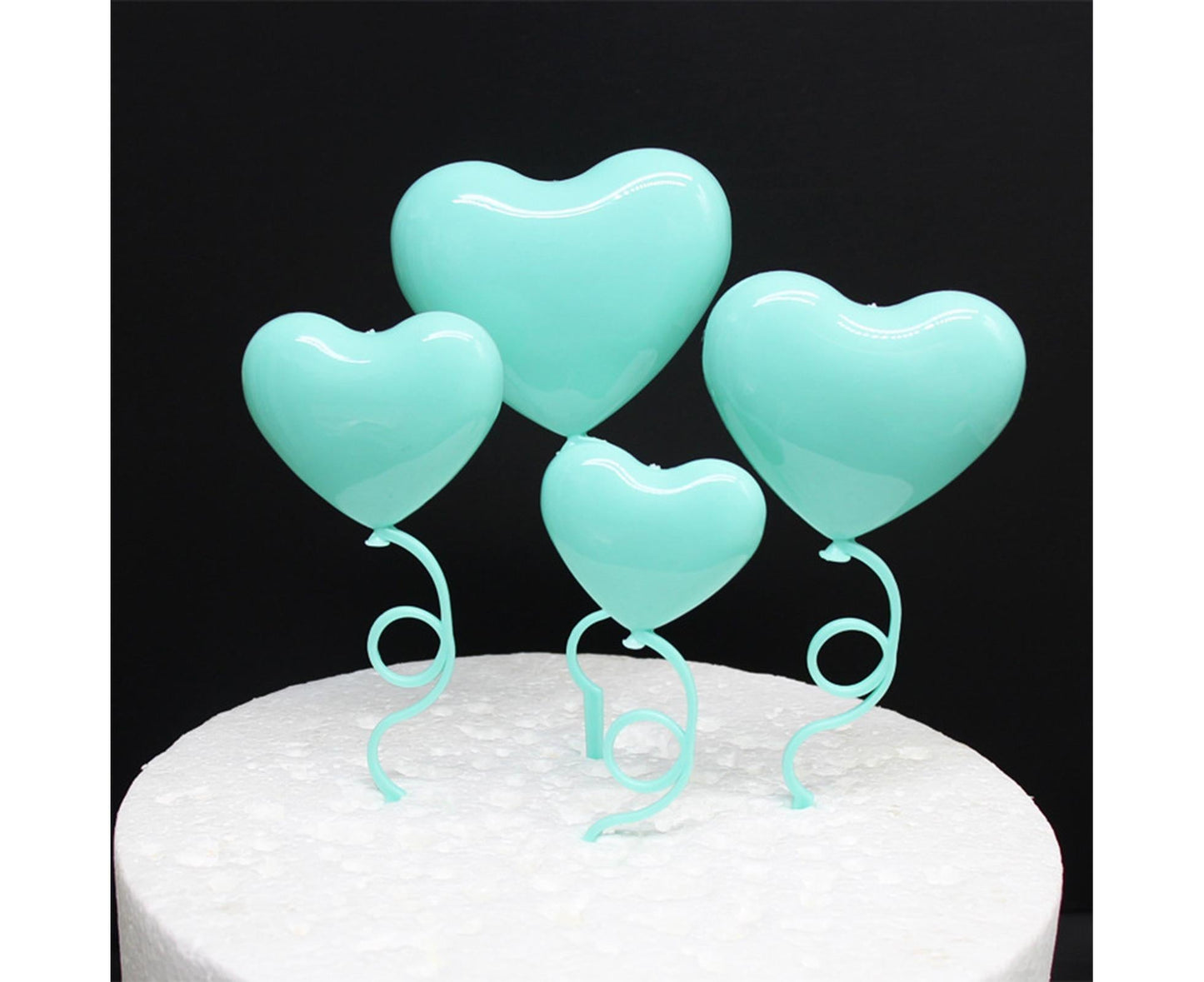 2 Sets Cake Toppers Creative Shape Vibrant Color 3D Visual Effect Food Grade Love Heart Cake Toppers Birthday Party Decorations Party Supplies - Green