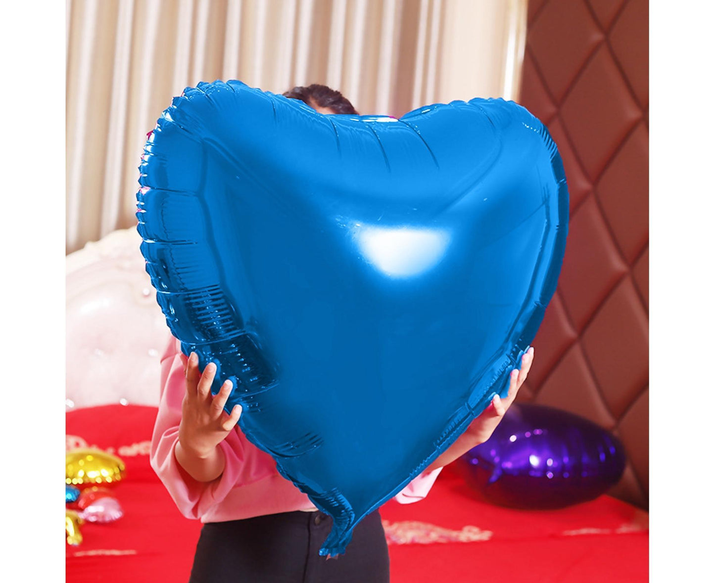 36 Inches Party Balloon Festive Convenient Aluminum Film Valentines Day Wedding Oversized Love Heart Balloon Decoration for Festival - Blue