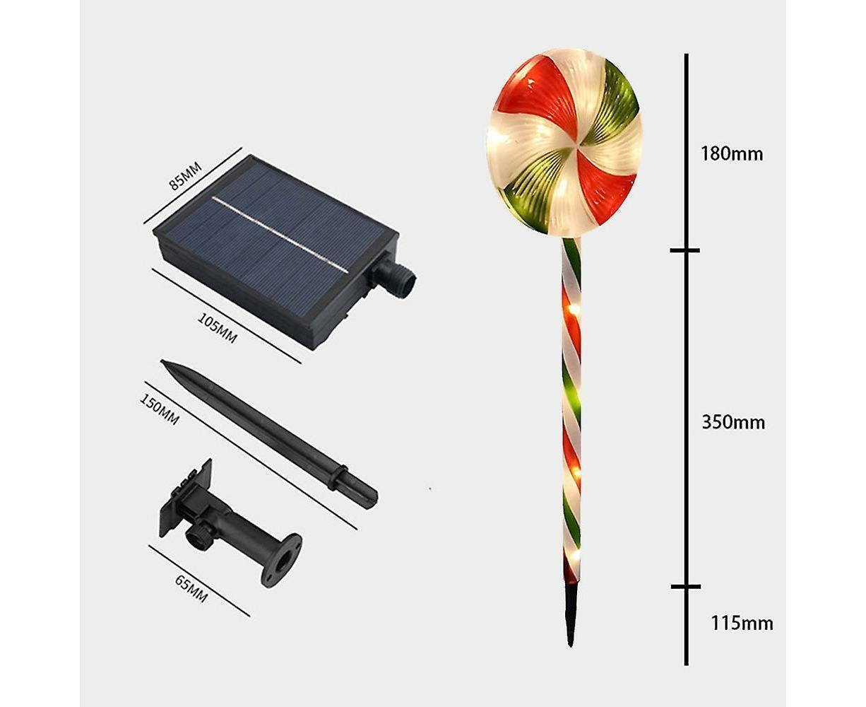 4 Packs Solar Lollipops Cane Light Candy Cane Walkside Lights With 8 Modes 39.5*20*8cm