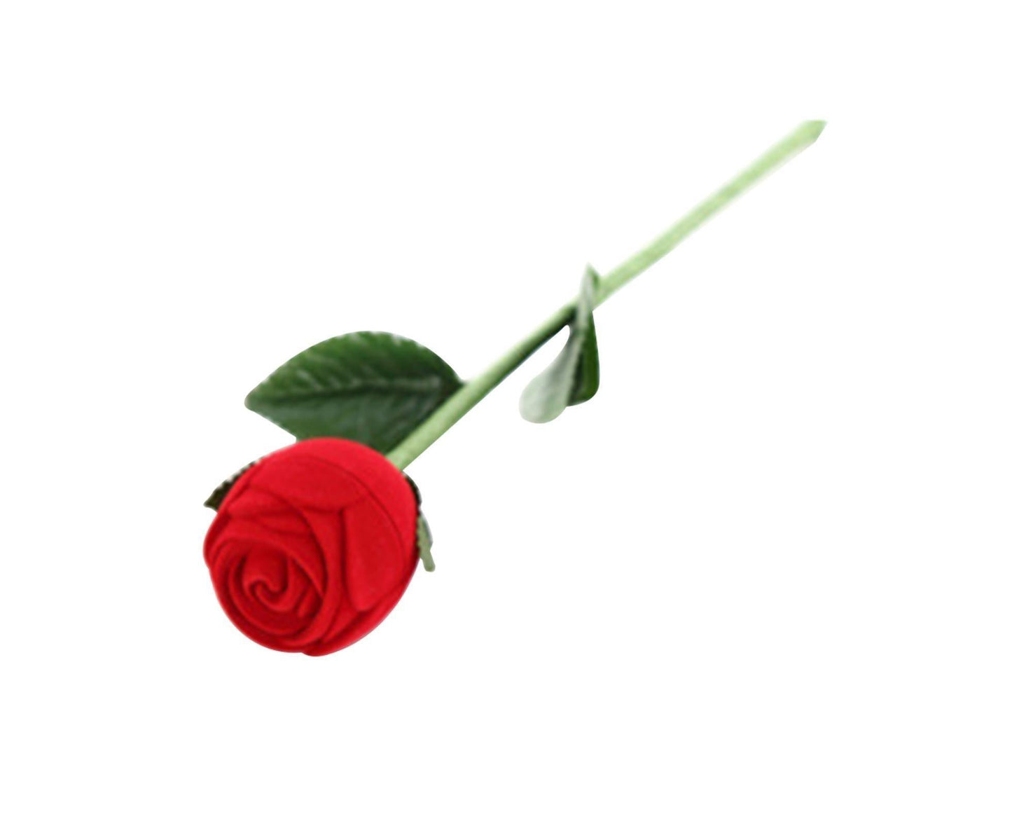 Beautiful Rose Shape Ring Box Romantic Decorative Fabric Ring Display Case Wedding Supplies - Red