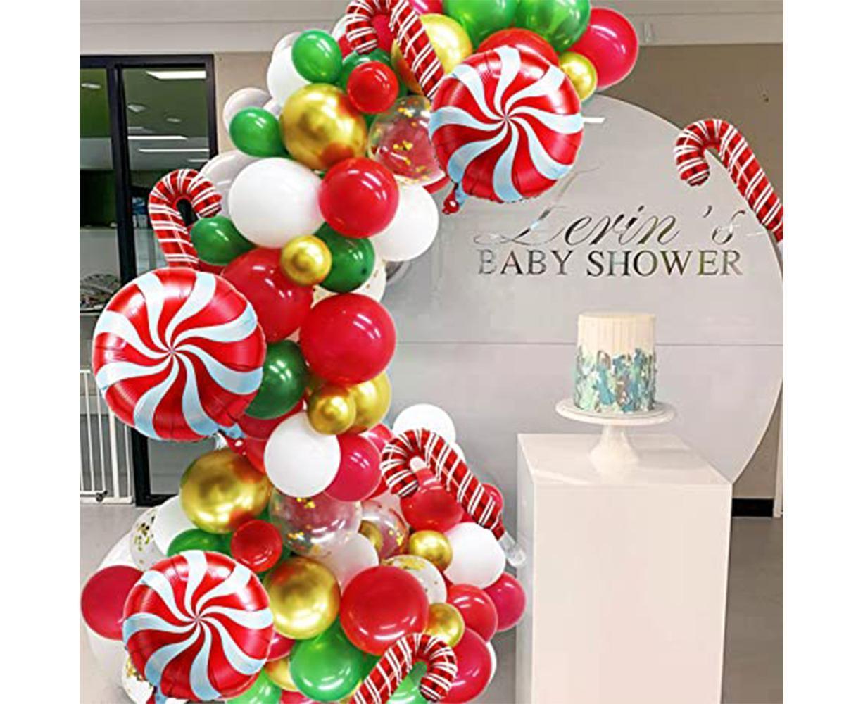 Christmas Balloons Garland Arch Kit - Red Green Gold Confetti Candy Balloons for Xmas Party Decor Variant Size Value 102pcs