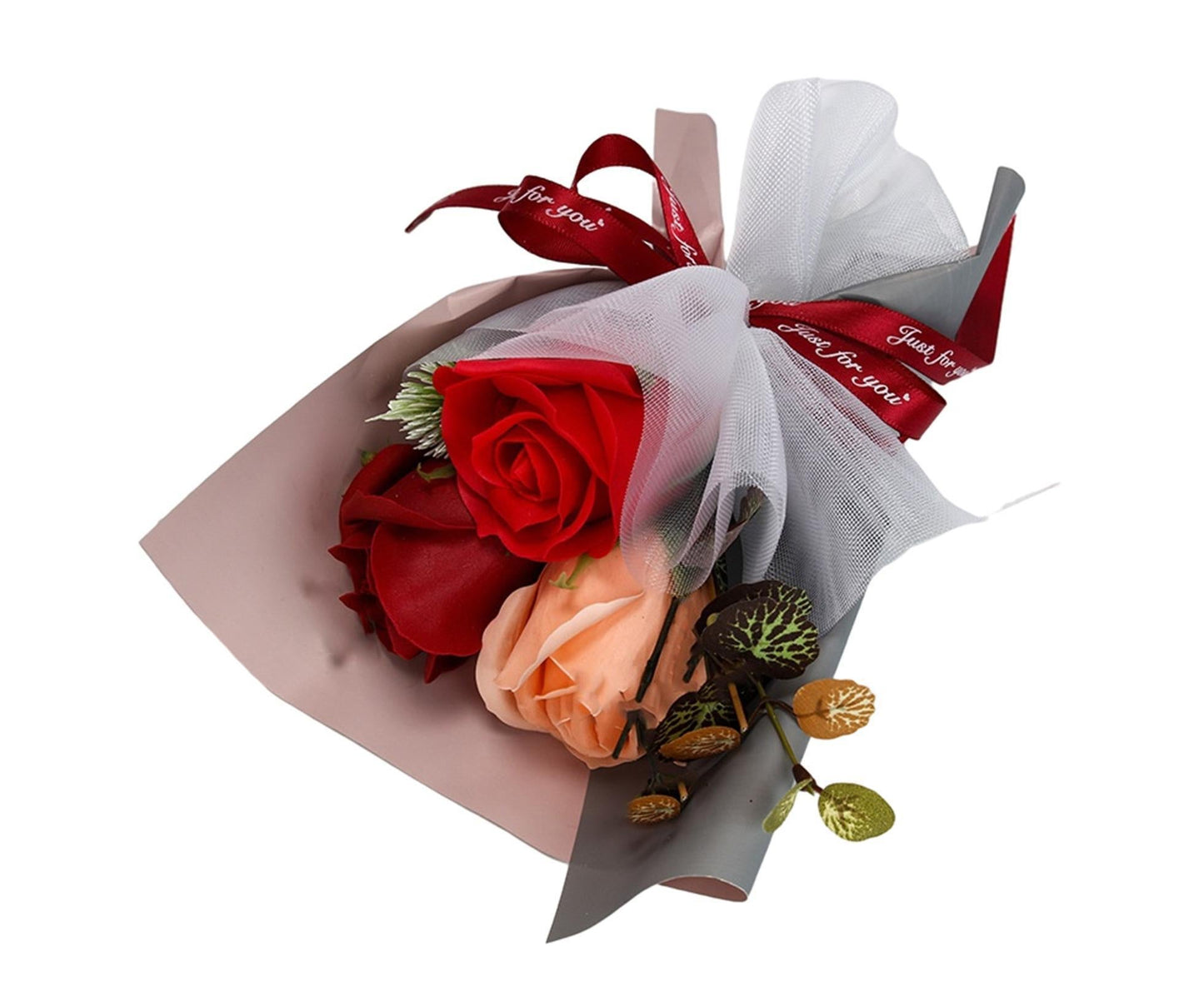 Soap Rose Flower Exquisite Vivid Nice-looking Scented Rose Soap Petals Body Soap for Valentine's Day - Red