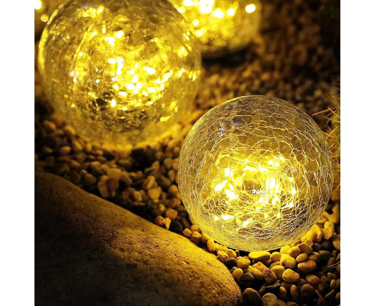 Solar Garden Light - Crack Glass Ball Lights Solar Lights Outdoor Garden Decorative Walkway Solar Lights for Garden
