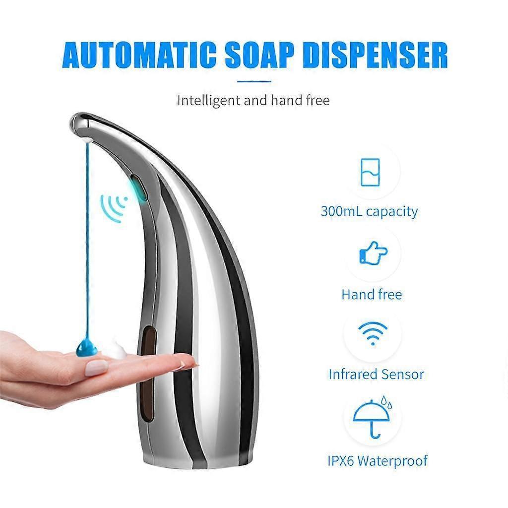 300ml Automatic Bathroom Soap Dispenser with Infrared Touchless Soap Dispenser Silver