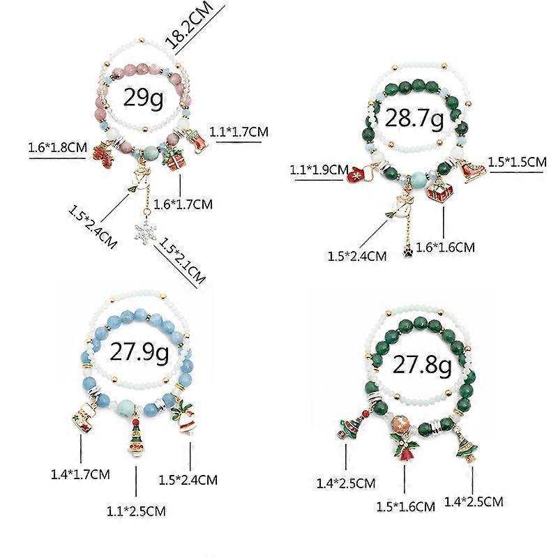 Christmas Charms for Women Adjustable Stretch Bracelet Christmas Tree Santa Snowman Jewelry 2pcs