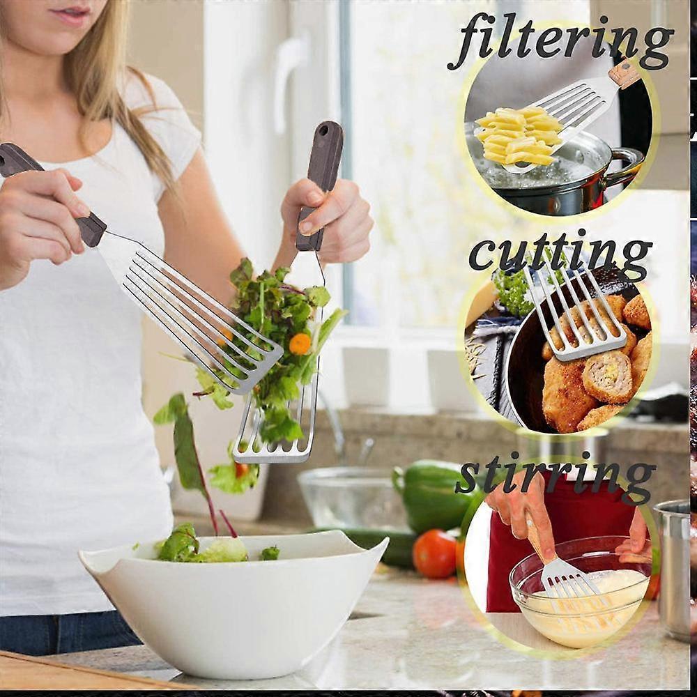 Heat Resistant Fish Spatula - Stainless Steel Metal Spatula for Non-Stick Pans - Premium Spatula