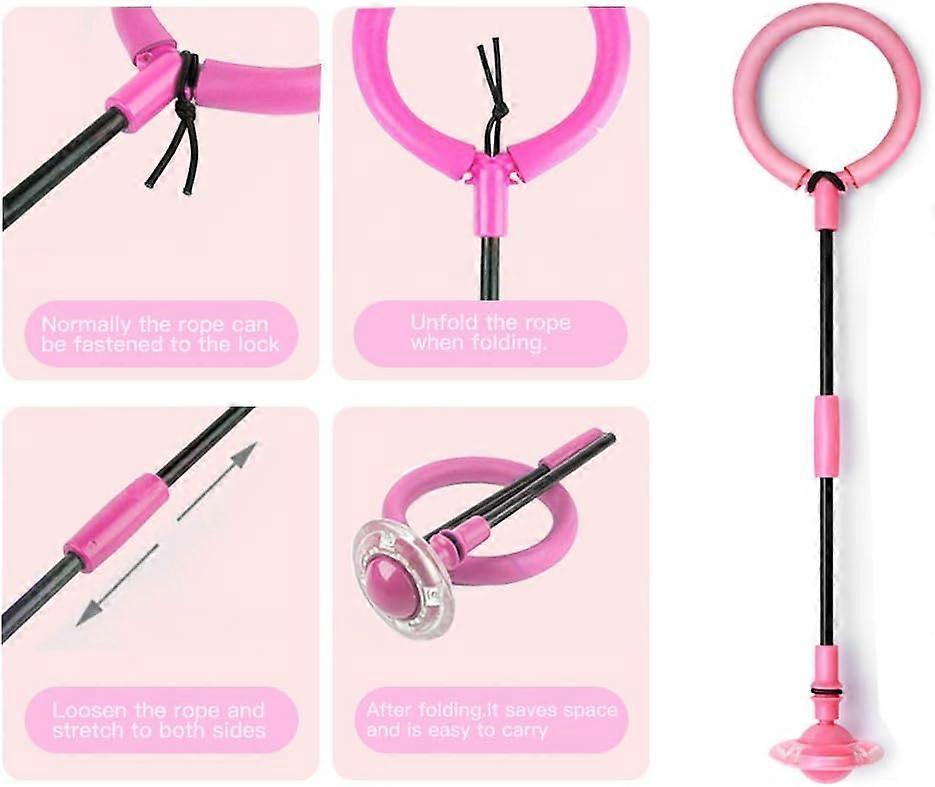 Babies Foldable Ankle Skip Ball Flash Jump Colorful Sports Swing Ball Fitness Jump Rope Fat Burning Game Pink