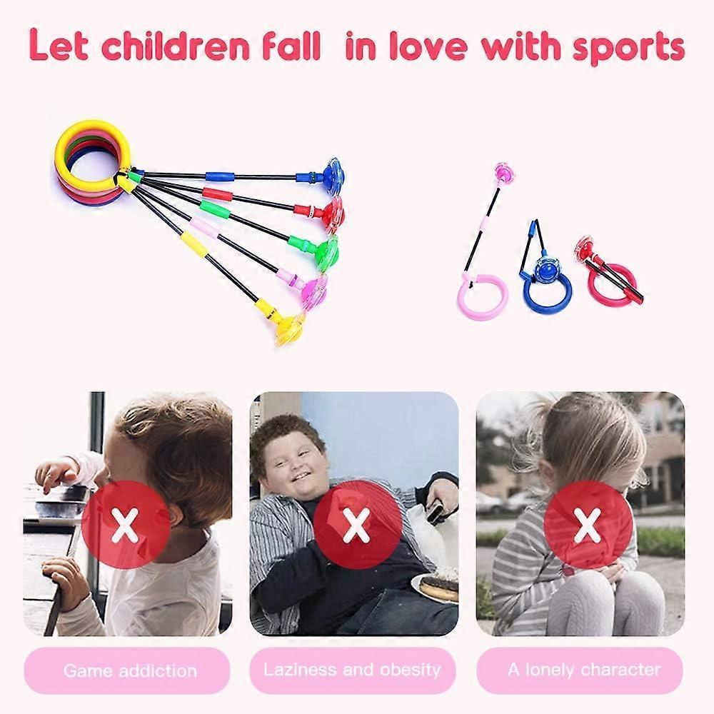 Babies Foldable Ankle Skip Ball Flash Jump Colorful Sports Swing Ball Fitness Jump Rope Fat Burning Game Pink